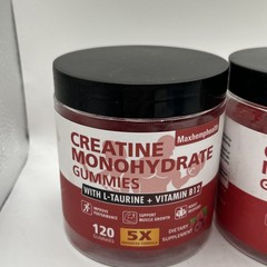 2x Maxhemphealth Creatine Monohydrate Gummies with L-Taurine & B12 120 Raspberry