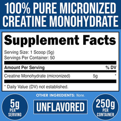 Pure Micronized Creatine Monohydrate for Women and Men – Easy to Mix and Unflavo