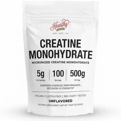 HEARTHY FOODS Creatine Monohydrate Micronized Powder 500G – 100 Servings, 5000mg