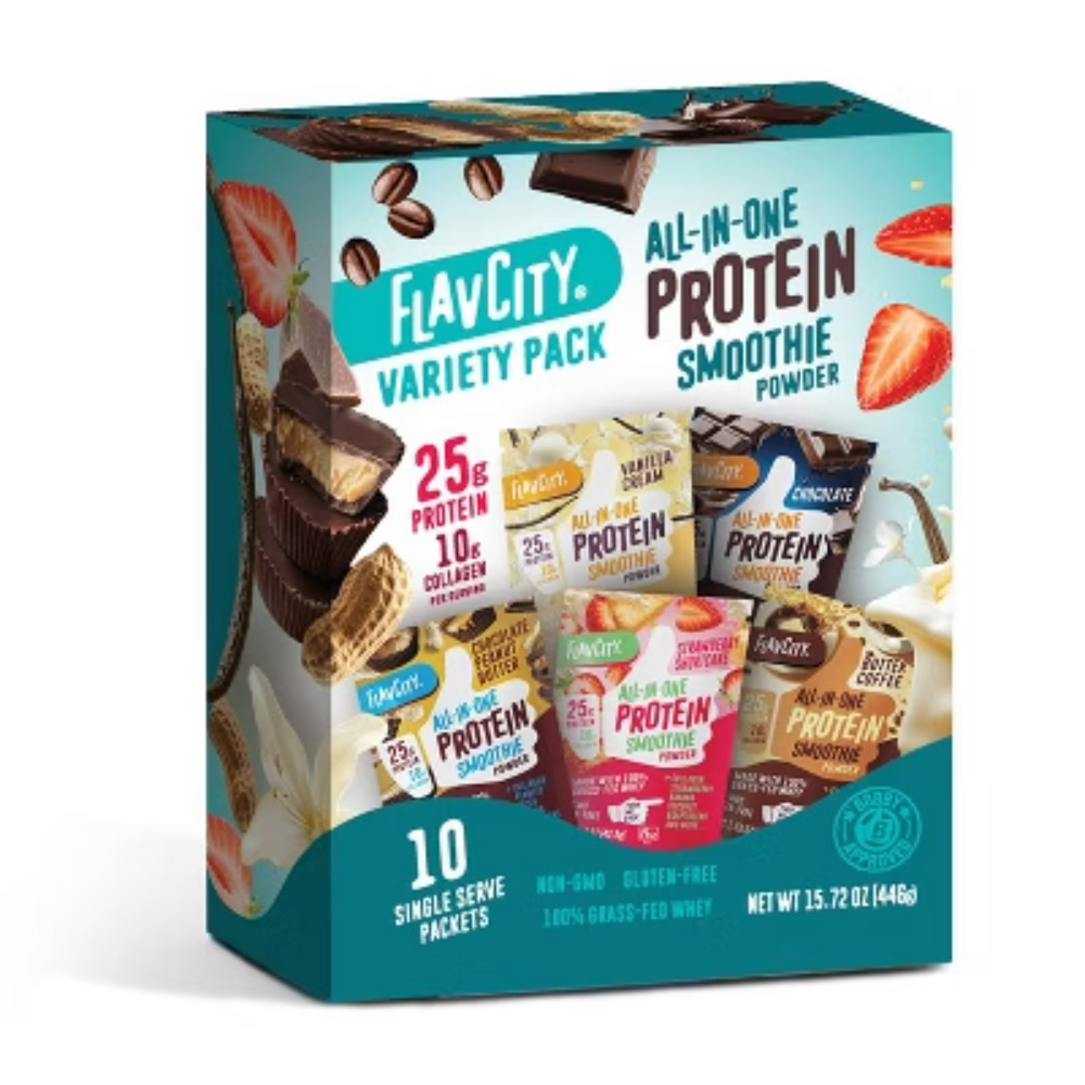 FlavCity Protein Powder – Variety Pack – Whey Protein Isolate – 25g Protein-10ct