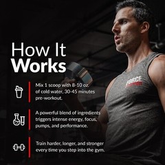 FORCE FACTOR Test X180 Pre-Workout Powder & Energy Supplement, Boost Focus & End