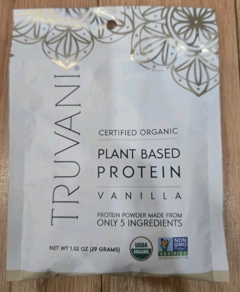 Truvani Plant Based Vanilla Protein Powder Organic 1.02 oz 29 gram Exp 1/27 New