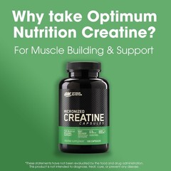 Pure Creatine Monohydrate Capsules by Optimum Nutrition – 100 Easy Swallow Pills
