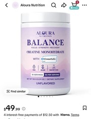Aloura Nutrition Balance Micronized Creatine Monohydrate Powder (30 Servings)