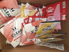 1 packet myprotein whey drink mix. strawberry OR lemonade OR tropical dragon