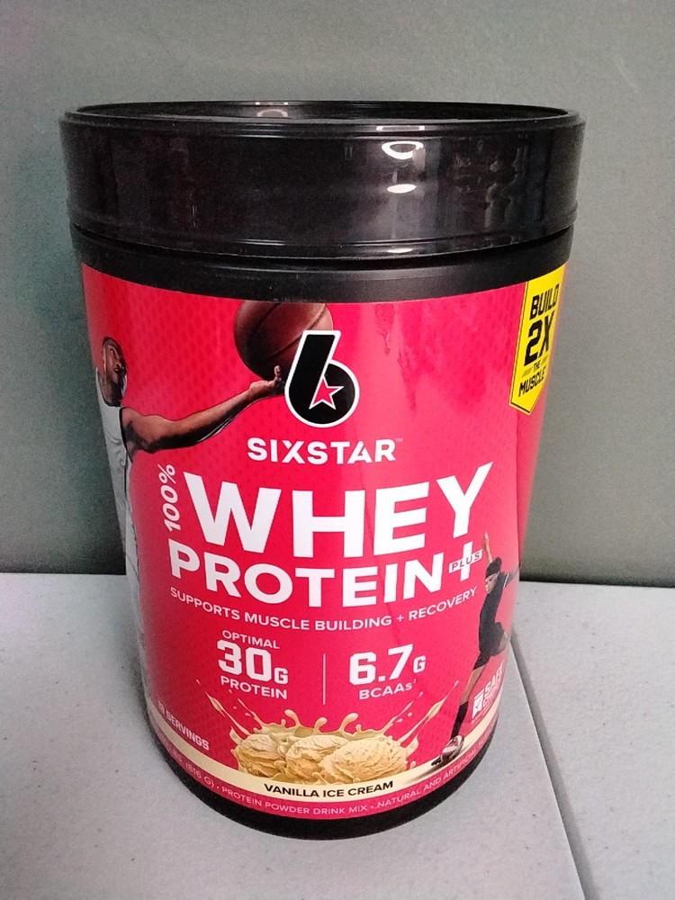SixStar 100% Whey Protein Plus 30g VANILLA CREAM Flavor 1.81lb Can (Y5)