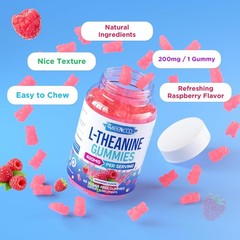 MEENCCD L-Theanine Gummies 400mg, Sugar-Free L-Theanine Supplement for Focus