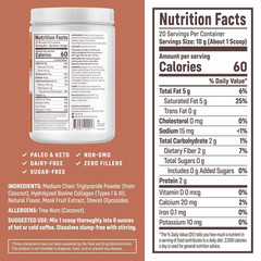 Vanilla Chai Keto Coffee Creamer, 20 Servings – MCT Oil & Collagen Protein, Suga