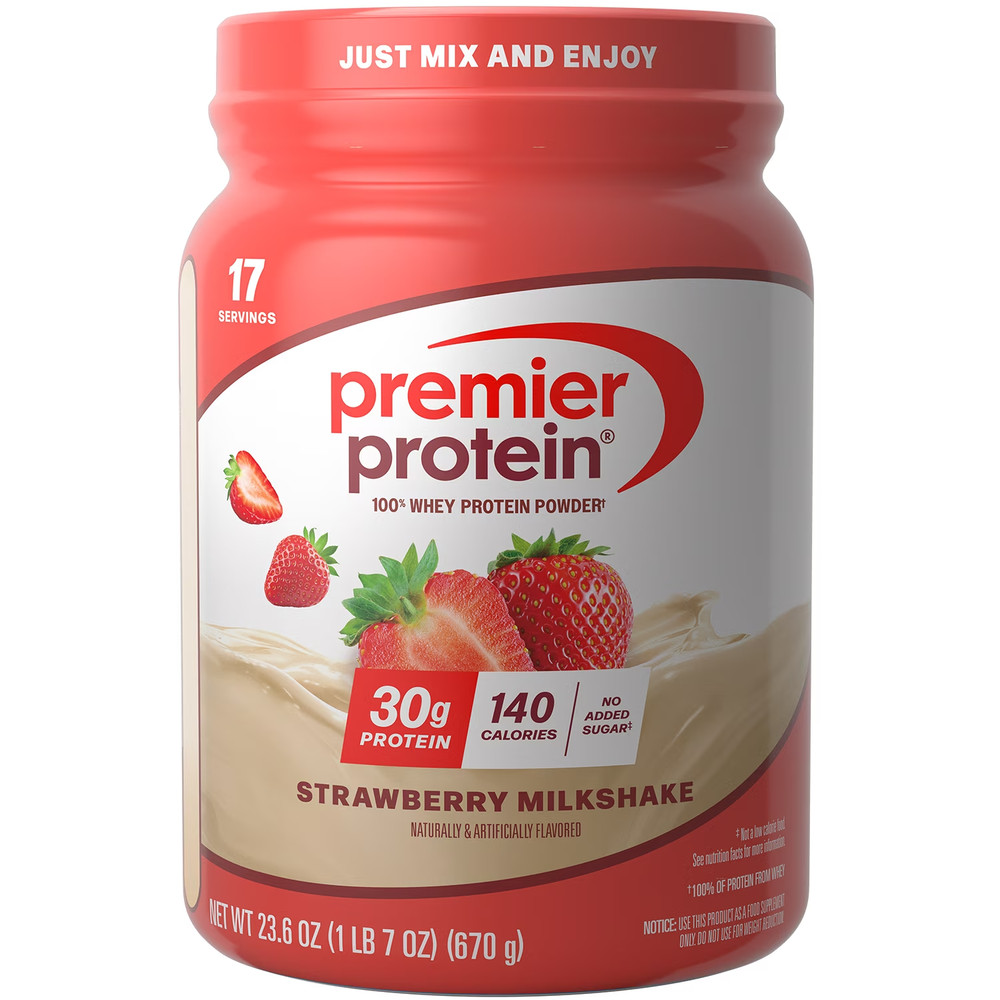 Premier Protein 100% Whey Protein Powder,Strawberry Milkshake,30g Protein,17 ser