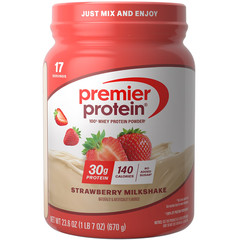 Premier Protein 100% Whey Protein Powder,Strawberry Milkshake,30g Protein,17 ser