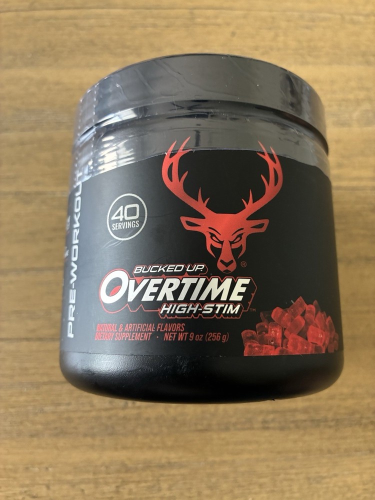 BUCKED UP OVERTIME HIGH STIM CHERRY CANDY PRE-WORKOUT 40 SERVINGS RARE NEW