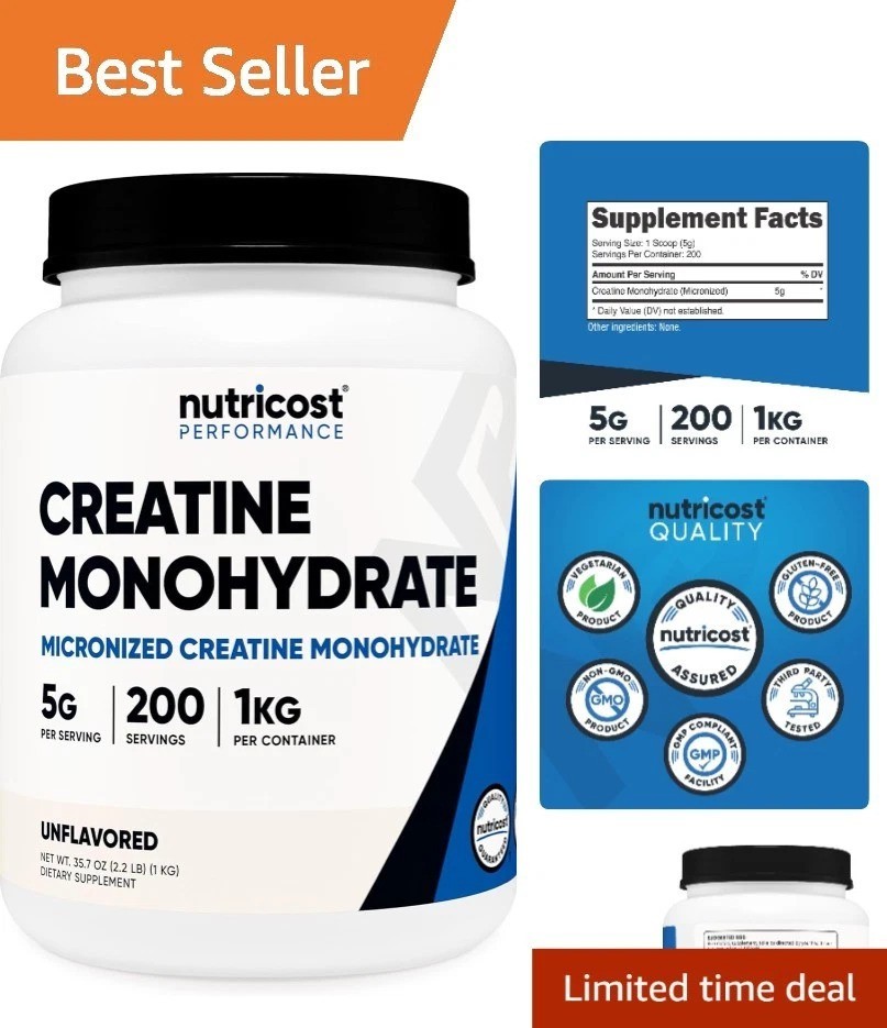 Pure Creatine Monohydrate Powder 1KG for Muscle Growth