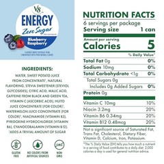 Energy 8 fl. oz. Can (6 Pack of 6 (8 Fl Oz) Zero Sugar Blueberry Raspberry