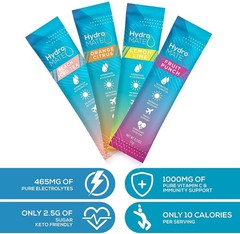Electrolyte Powder Variety Pack – Bulk Hydration Packets, Low Sugar, 90 Count