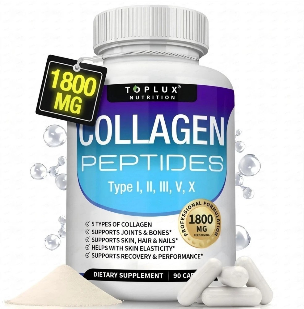 Toplux Collagen Peptides – with Multi-Type Collagen & Vitamins- 90 Pills Premium