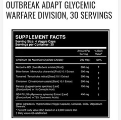 OUTBREAK ADAPT GLYCEMIC WARFARE DIVISION, 30 SERVINGS, NEW FAS SHIPP 2Pack