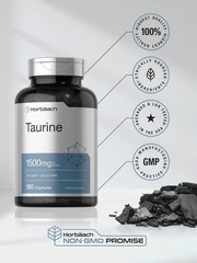 Horbäach Taurine 1500mg | 180 Capsules | Amino Acid 180 Count (Pack of 1)