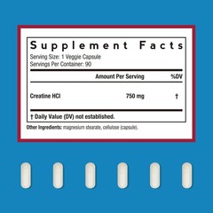 Creatine Hcl Capsules, 750 Mg, Creatine Hydrochloride for Women & Men, Strength