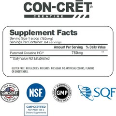 CON-CRET Creatine HCl Powder | Muscle, Cognitive, 64 Servings (Pack of 1)