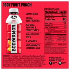 BODYARMOR Zero Sugar Fruit Punch Electrolyte Sports Drink, 16 fl oz Bottle
