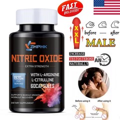 60 Nitric Oxide Booster Supplement w/ L-Arginine Premium Workout Muscle Capsule