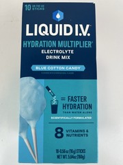 Liquid IV Hydration Multiplier Blue Cotton Candy 10 Servings Electrolytes Vegan