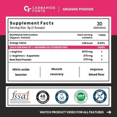 L Arginine Supplement 3000mg | Pre-workout For Unisex – Strawberry Flavour – 90g