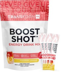 TransformHQ Boost Shot Powder Stick Packets, Strawberry Lemonade Energy – 7 Pack
