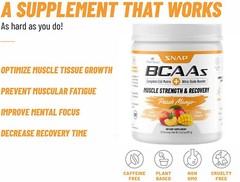 Snap Supplements Peach Mango BCAA Powder – Amino Energy – 2 Pack