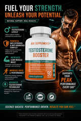 1 pk Testosterone Booster Tribulus Terrestris Chrysin Low Test Boost Natural