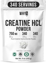 Whyz Pure Creatine HCL Powder Unflavored HCL Creatine Supplement Mix Non-GMO