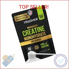 VELOMIX Micronized Creatine Monohydrate Powder – 100% Pure Creatine Powder Unfla