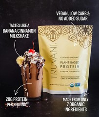 Truvani Organic Banana Cinnamon Protein Powder, 22.19 oz