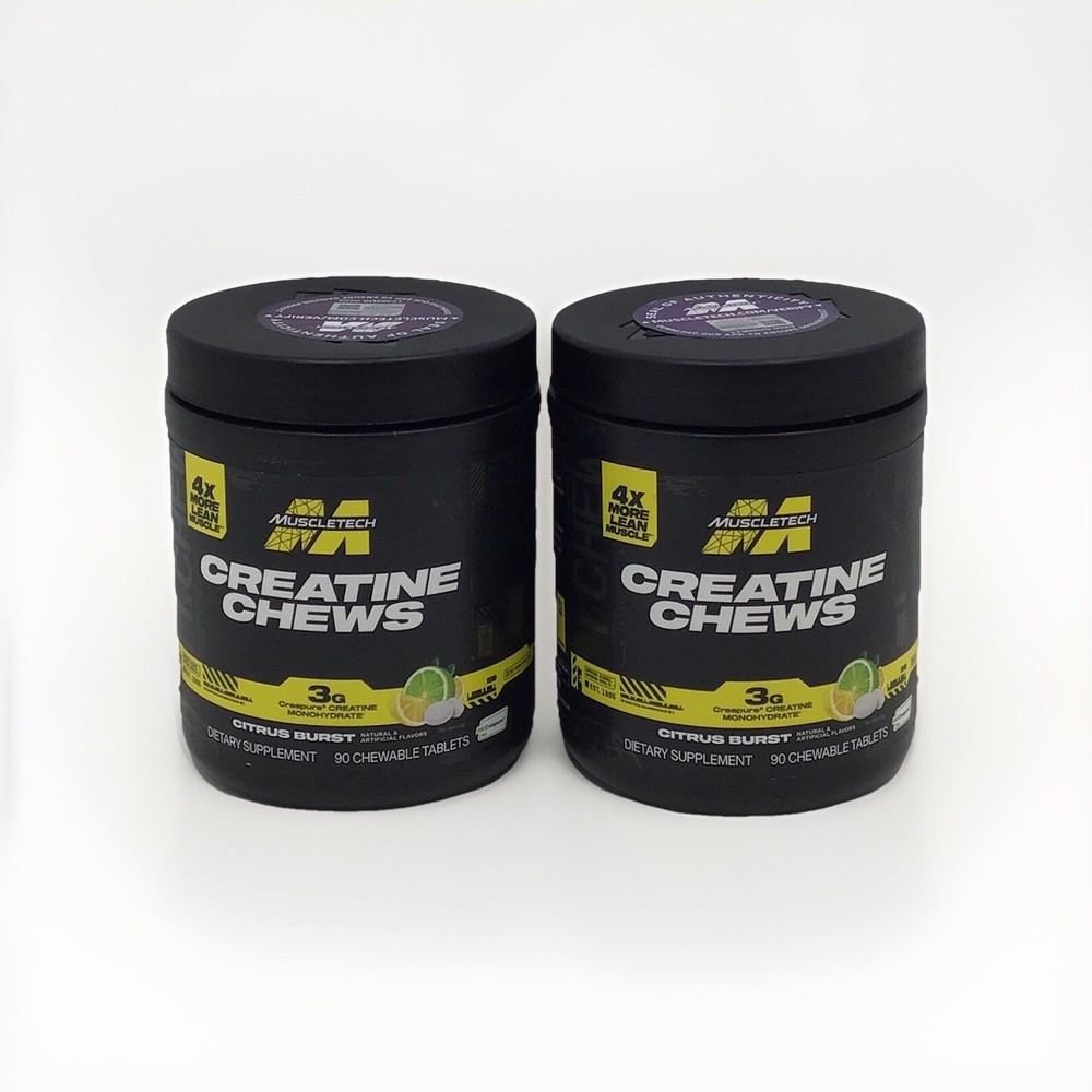 2X MUSCLE TECH CREATINE CHEWS CITRUS 90 CHEWABLE TABLETS EACH EXP 01/2027+
