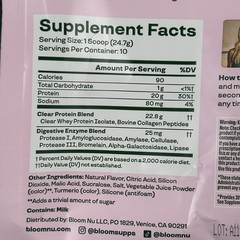 BLOOM NUTRITION Clear Protein Powder Strawberry Watermelon 10 Servings 8.71oz