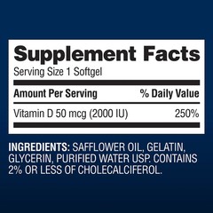 Member’s Mark Vitamin D3, 50 mcg, Dietary Supplement ( 400 ct ) Choose Your Pac