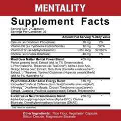 5% Nutrition Rich Piana | Mentality 60 Capsules NOOTROPIC BLEND Legendary Series