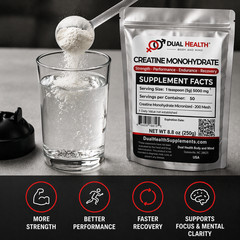 Creatine Monohydrate 200 Mesh (5g) Pure Dual Health Bulk Supplements Strength