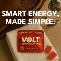 Volt Instant Energy Gummies – 100mg Caffeine per Gummy – Fast-Acting Fuel Red