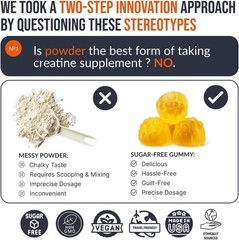 Creatine Monohydrate Gummies 5000mg – Sugar-Free, Vegan, Mango Flavor, 120 Chews