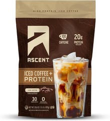Ascent Iced Coffee High Protein Powder, 20g Protein 100 mg Caffeine 30 Servings