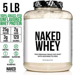 Whey 5LB 100% Grass Fed Unflavored Whey Protein Powder – Only 1 Ingredient, NSF