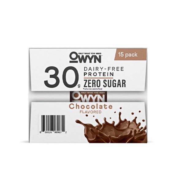 OWYN Plant Powered Protein Shake Zero Sugar Chocolate 30g, 15 Pack 11.15oz