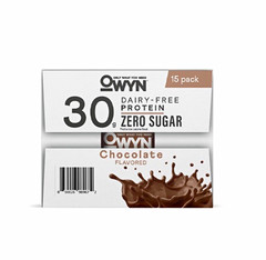 OWYN Plant Powered Protein Shake Zero Sugar Chocolate 30g, 15 Pack 11.15oz
