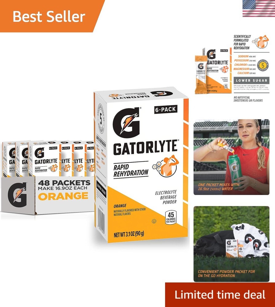 Gatorlyte Rapid Rehydration Electrolyte Beverage, Orange, Lower Sugar, Specia…