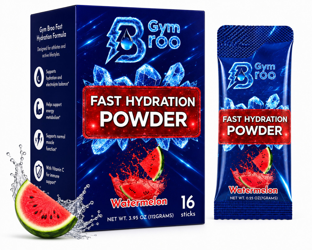 Gym Broo Fast Hydration Powder Watermelon Electrolyte Drink Mix 16 Sticks