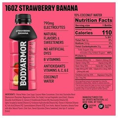 BODYARMOR Sports Drink Strawberry Banana Electrolyte Drink 16oz Bottles Pack of