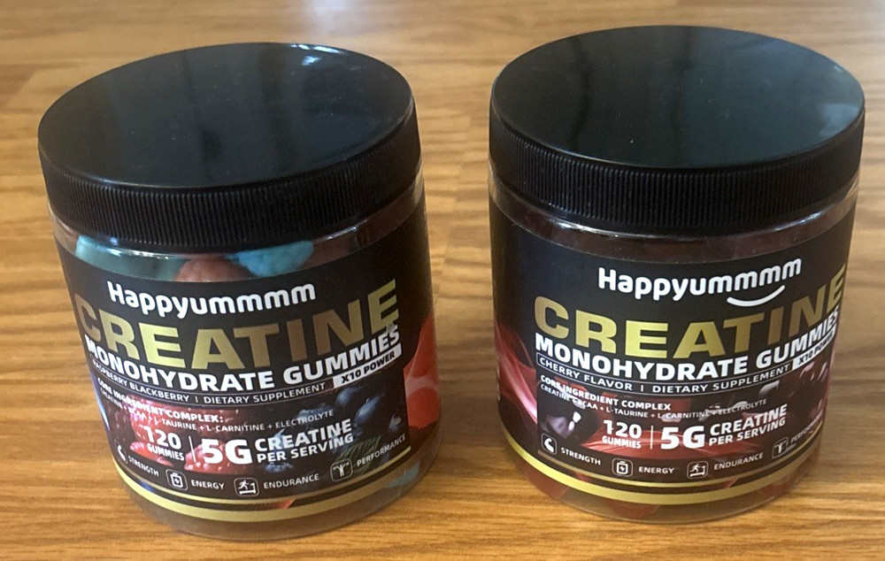 2x 120ct Happyummmm Creatine Monohydrate 240ct Gummies Cherry & Raspberry