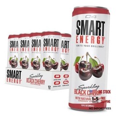 Smart Energy Drink – Boost Focus and Energy 12 Fl Oz (Pack of 12) Black Cherry