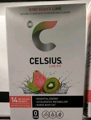 CELSIUS On-the-Go Drink Mix Powder Packets Kiwi Guava Lime 14 CT Ea Pack Of 4